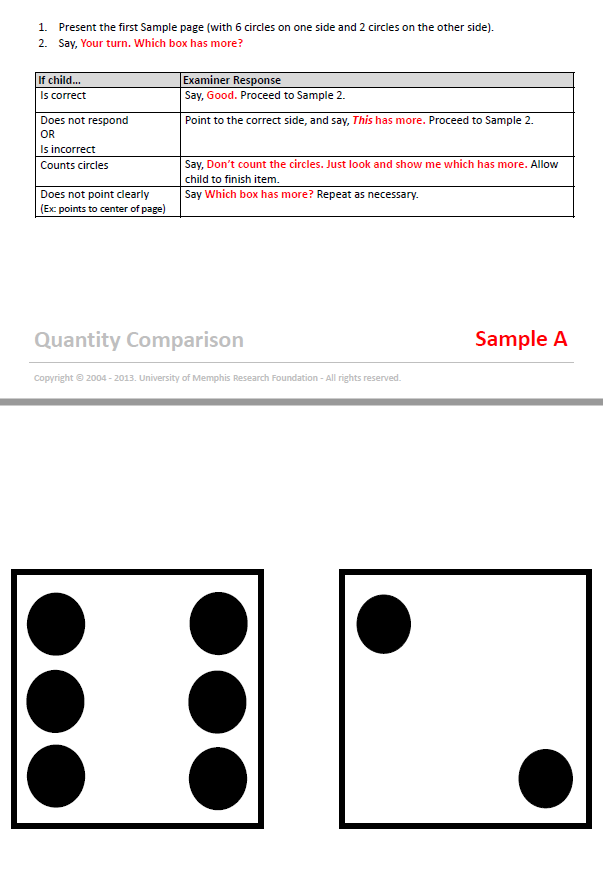 sample item example, showing both the teacher view with prompts and the student view