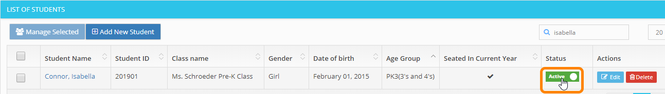 the Deactivate option in the Status column