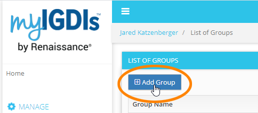 select Add Group in the list of 