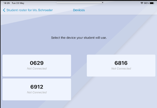 an example of a list of student device IDs